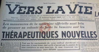Vers la Vie, organe de la Fédération Nationale des Malades (FNM), décembre 1947